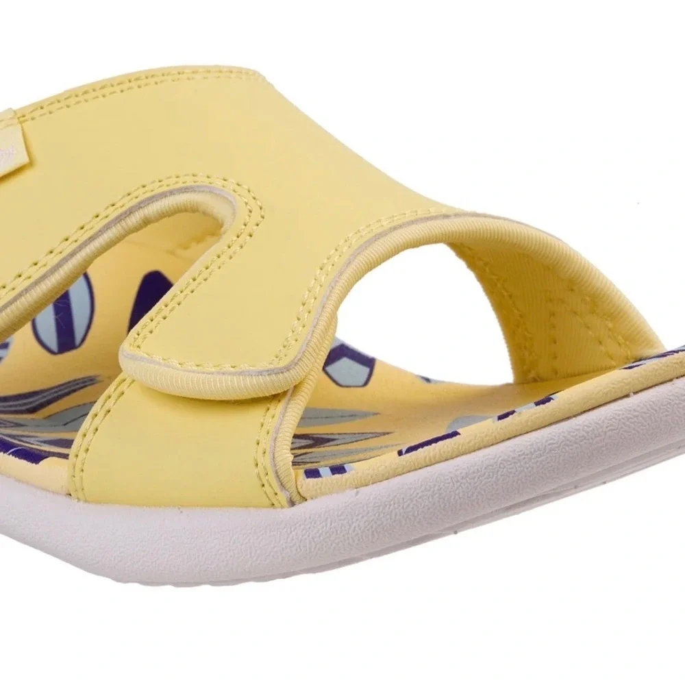 Spenco Kholo Beach Slide Sandals Yellow Surfboard Print Womens Size 6 Wide New